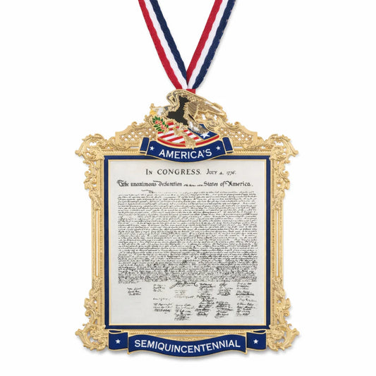 America 250 Commemorative Ornament (2026) – 24K Gold Brass Declaration of Independence Collectible